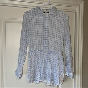 Anthropologie Blue Tassel Lightweight Blouse/Top